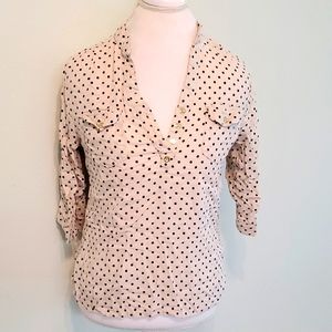 3/4 Sleeve Polka Dot Blouse